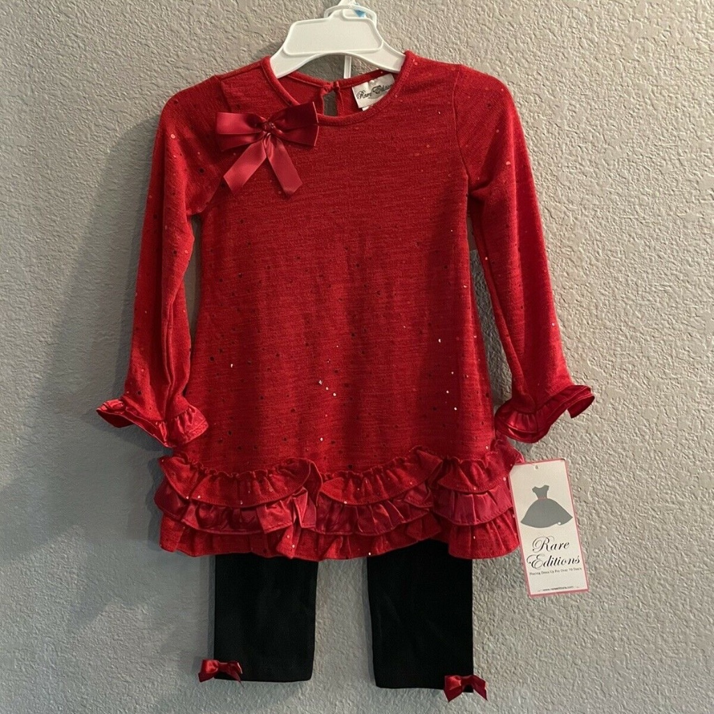 New Rare Editions Holiday Christmas 2 Piece Dress Set Size 5 Girls